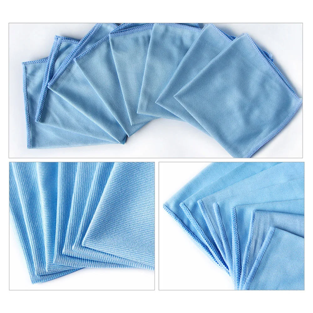 5pcs Blue Microfiber Cleaning Cloth Towel Rag 30x30cm Car Window Mirror Glass
