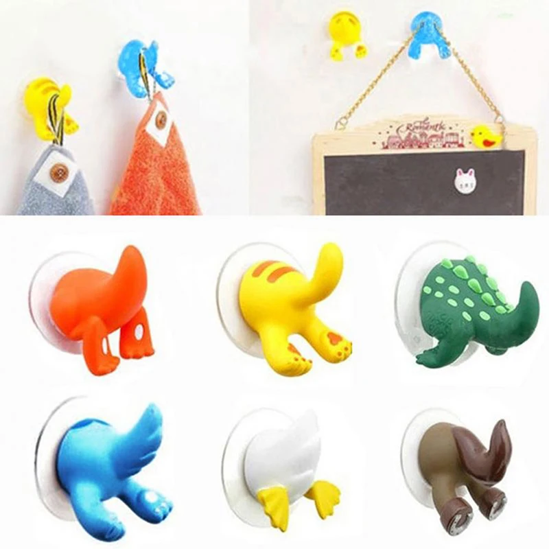 

Lovely Cartoon Animal Tail Shape Sucker Kitchen Bathroom Wall Hook Strong Vacuum Suction Cup Sticker Hook