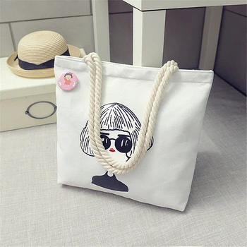 

Fashion Canvas Bags Reusable Packaging Shopping Cartoon pattern Tote Bags