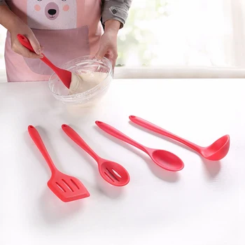 

High Temperature Resistance Spoon Silicone Soup Spoons Kitchenware Non-stick Cookware Rice Spoon Leak Shovel Cooking Tools