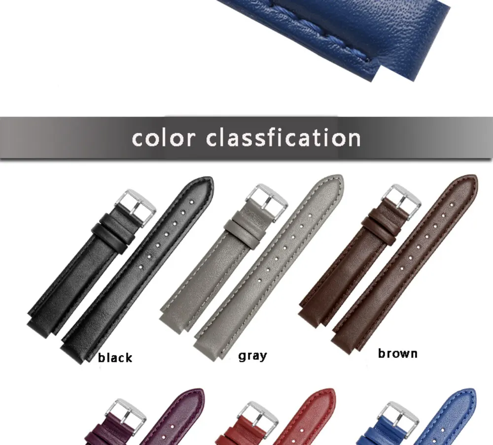 Color Cow leather watchbands women's wristband convex interface strap Suitable for SHE SHE 4029 3034D watch accessories