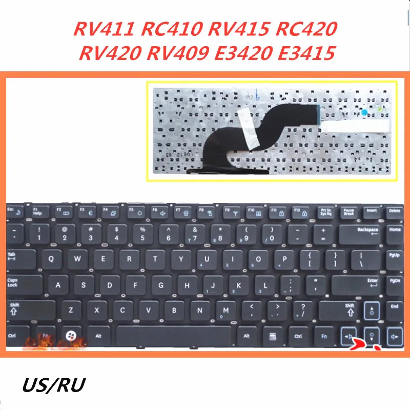 

Laptop English Russian Keyboard For Samsung RV411 RC410 RV415 RC420 RV420 RV409 E3420 E3415 notebook Replacement layout Keyboard