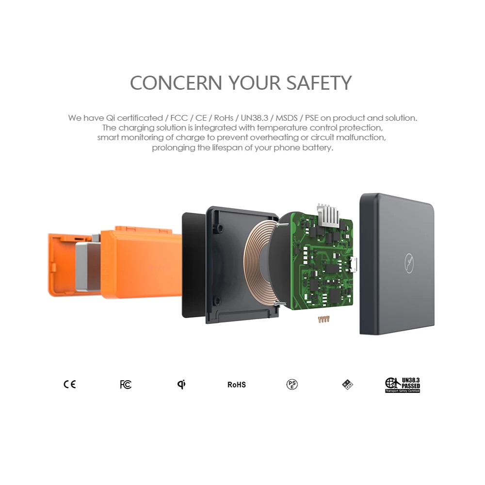  2019 BricksPower Adsorptive Wireless Charging Power Bank Slim Powerbank External Battery Charger Ca