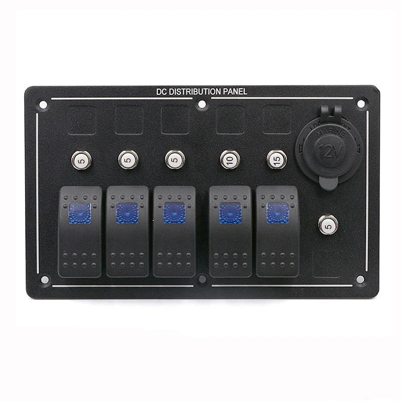 

Electric Switch Panel IP66 Panel Light 12V-24V Motorcycle Automobile Over-load Protection Switches Blue Indicator