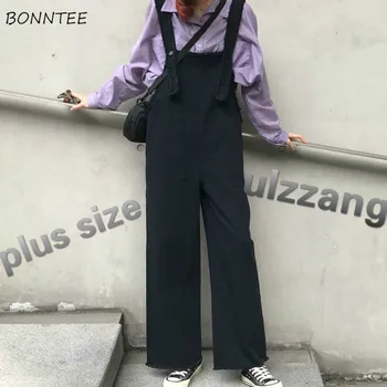 

Jumpsuits Women Loose Leisure Korean Style Fashion Daily Womens All-match Streetwear Solid Simple Pockets New Students Plus Size