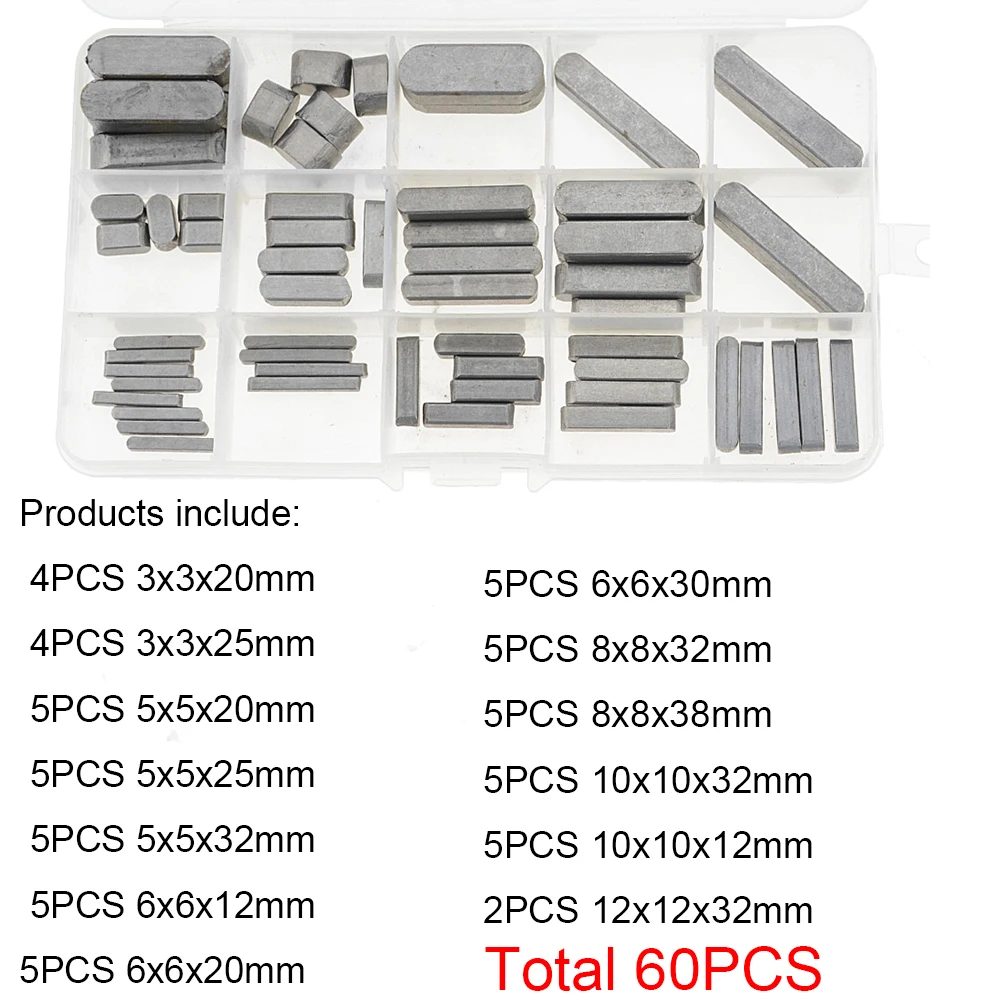 60PCS/Box Type A Round Ended Feather Key Parallel Drive Shaft Keys Set 3mm  5mm 6mm 8mm 10mm 12mm Hardware - AliExpress