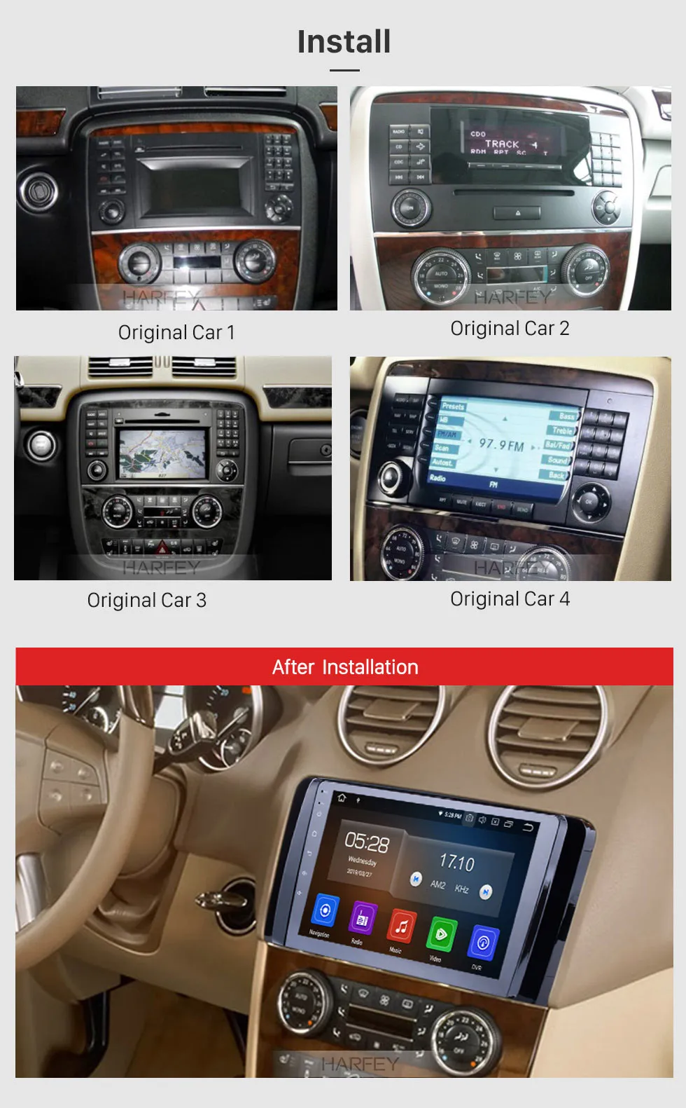 Perfect Harfey 1Din Android 9.0 9" Car Radio GPS Multimedia Player For Mercedes Benz R Class W251 R280 R300 R320 R350 R63 2006-2013 1 Perfect Harfey 1Din Android 9.0 9" Car Radio GPS Multimedia Player For Mercedes Benz R Class W251 R280 R300 R320 R350 R63 2006-2013 1