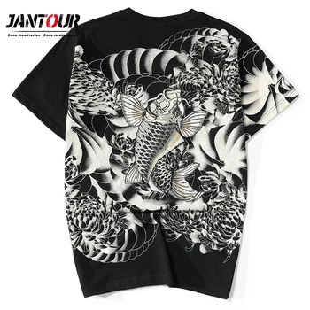 

Brand Chinese style heavy industry embroidery carp summer thin loose Black tide short sleeve T-shirt big size XXXL XXXL 2 3 4XL