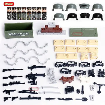 

Oenux New WW2 Military Army Soldiers Figures Small Building Block Set Classic Military Weapons Accessory Model Brick Toy For Kid