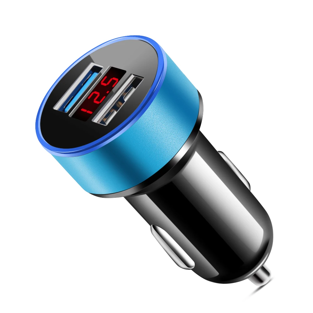 usb micro charger Mini Car Charger For Cigarette Lighter Smart Phone USB Adapter Mobile Phone Charger Dual USB LED Digital Display Fast Charging usb type c car charger Car Chargers