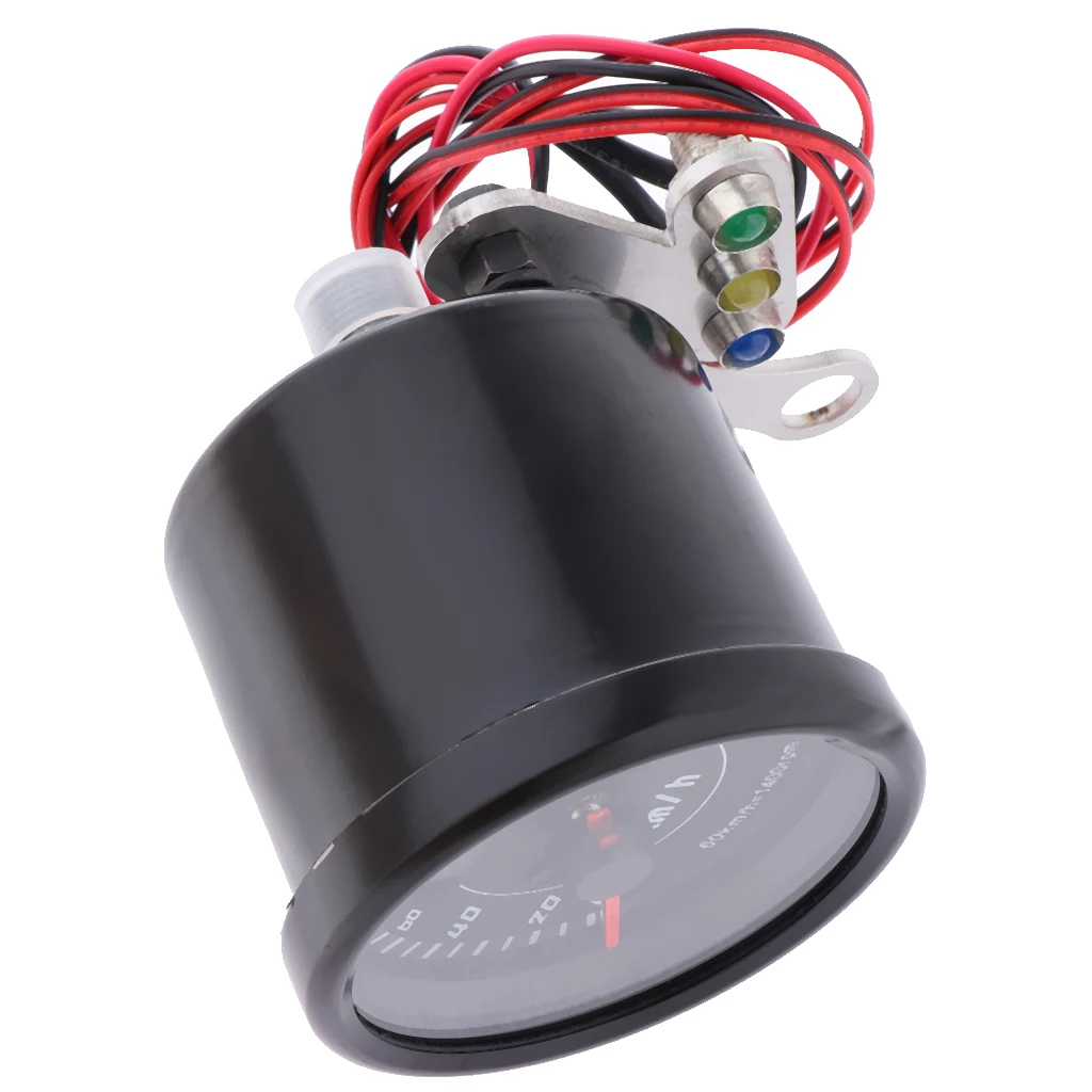 Universal Digital Motorcycle LCD Screen Speedometer Odometer Techometer Gauge Dual Speed LED Backlight Black Shell