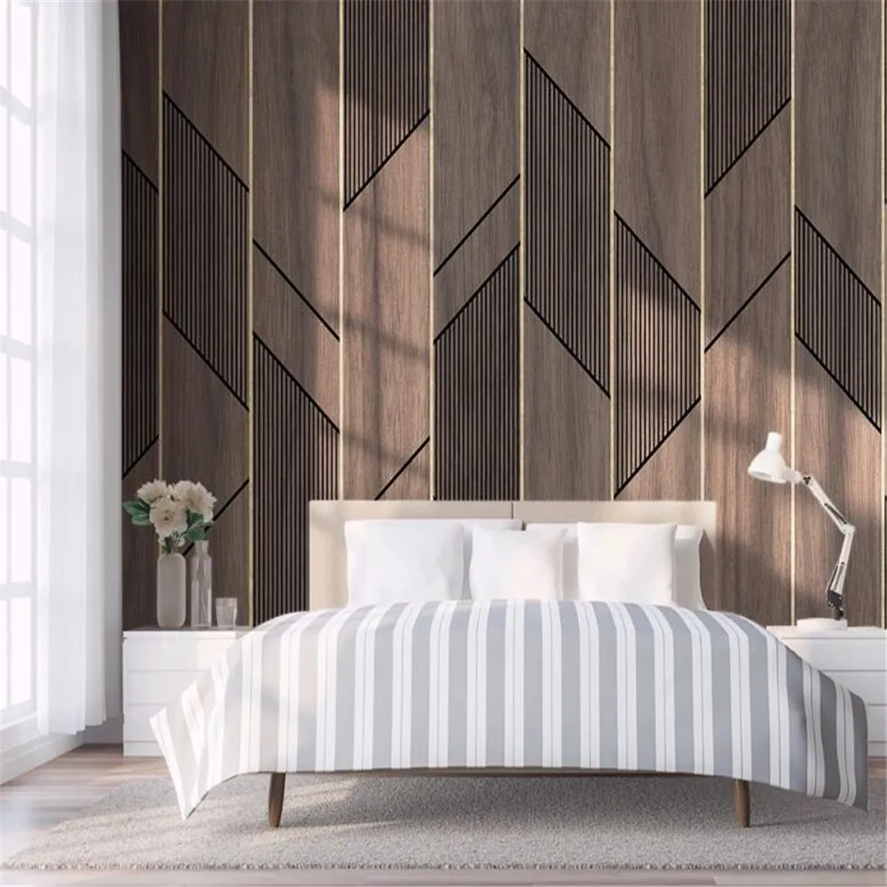 

Milofi wallpaper mural modern minimalist geometric wood board line abstract creative industrial wind background wall