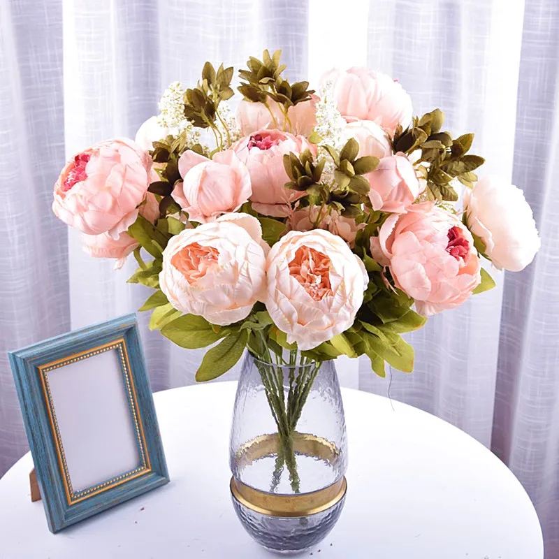 

1Bunch European Artificial Peony Decorative Party Silk Fake Flowers Peonies for Home Hotel Decor DIY Wedding Decoration Wreath