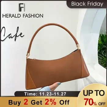 

Retro Totes Bags For Women 2020 Fashion Handbag Soft PU Leather Female Subaxillary Bag Casual Mini Baguette Shape Shoulder Bag