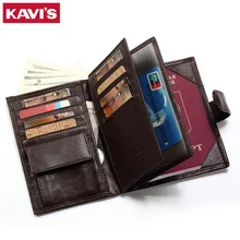 KAVIS Genuine Leather Wallet font b Men b font Passport Holder Coin Purse Magic Walet font