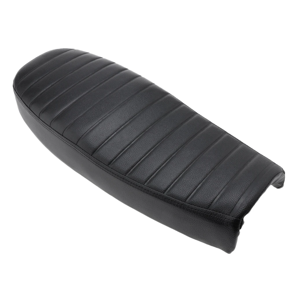 Motorcycle Flat Vintage Seat & Soft PU Leather Black Universal