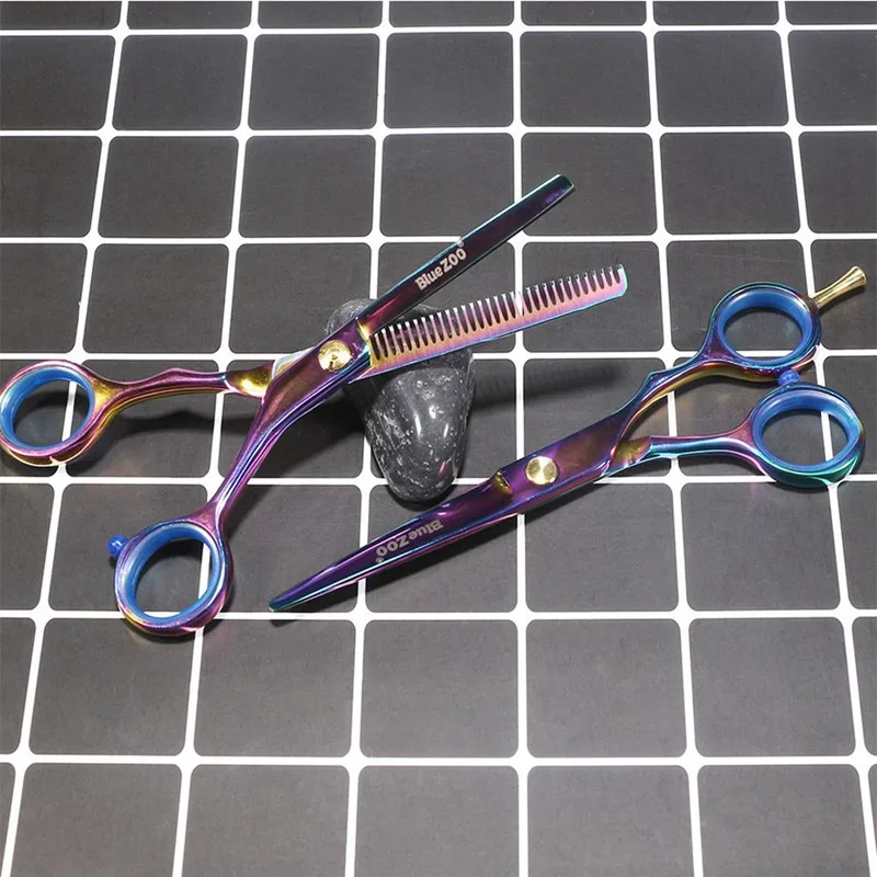 Professional Japan 5.5 Inch Rainbow Cut Hair Scissors Set Cutting Shears Thinning Barber Scissor Hairdressing Scissors