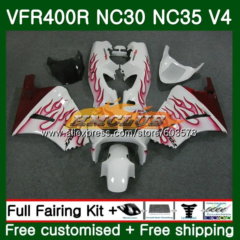 VFR400 R для HONDA VFR400R NC35 1993 1994 1995 1996 1997 1998 99CL. 51 ЛРВ 400 R NC24 93 94 95 96 97 98 красный пламя обтекатель - Цвет: No. 1