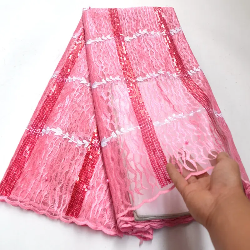 

FolaSade Newest African Tulle Lace Fabric With Sequins Embroidery Mesh Lace For Nigeria Party Dress High Quality Wo334