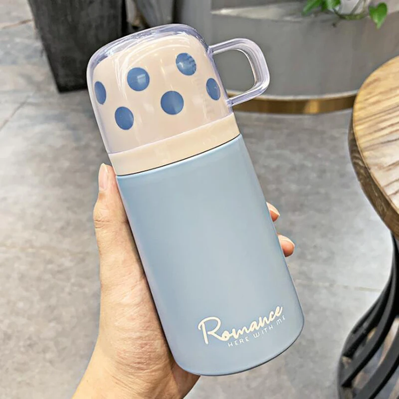 200ML BLUE 200 мл 350 мл милый кнопочный термос из нержавеющей стали с вакуумной чашкой светильник портативная Термокружка для кофе термос с изоляцией - Цвет: 200ML BLUE