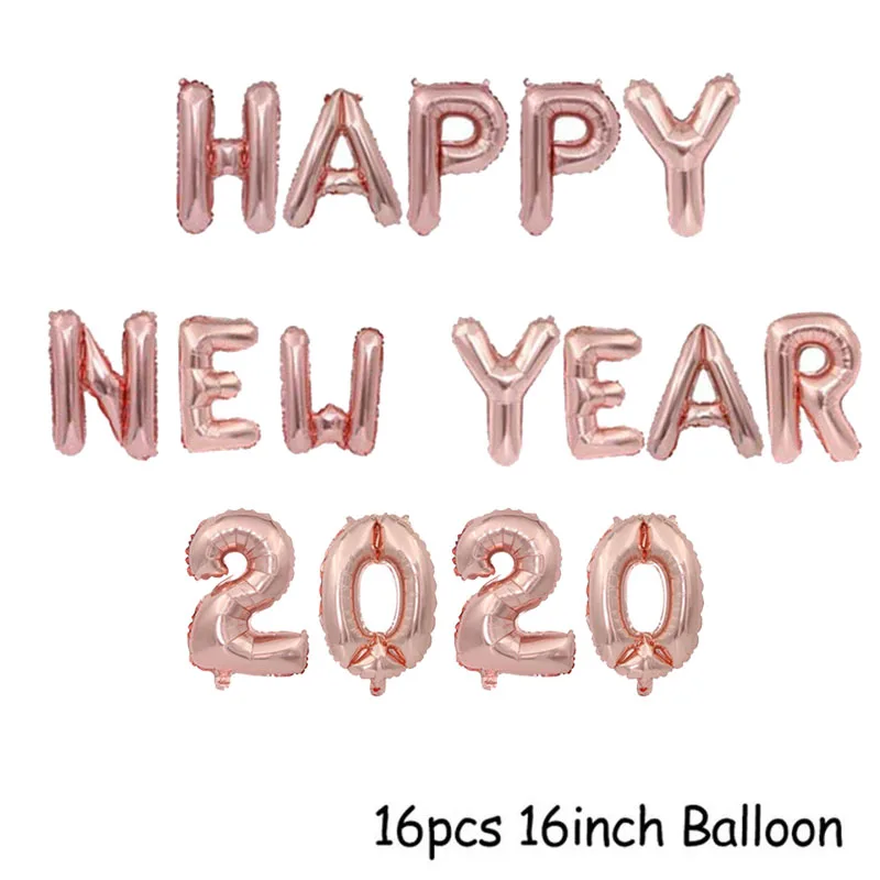 Новогодние вечерние Золотые декоративные бумажный шарик, наклейки, фоторамка, реквизит, рождественские украшения для дома, новогодний декор - Цвет: 1set RG HNY 2020