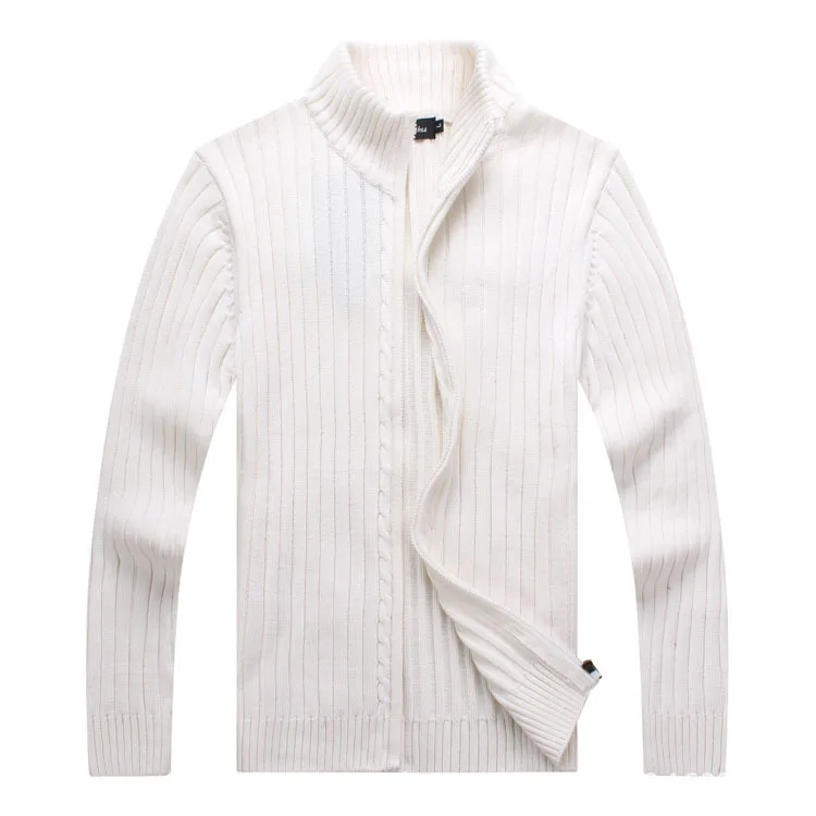 

Zipper Thin High Fashion Knitted Sweater for Men Slim Solid Cardigan Sweater Sweater Black White Blue Winter Coat
