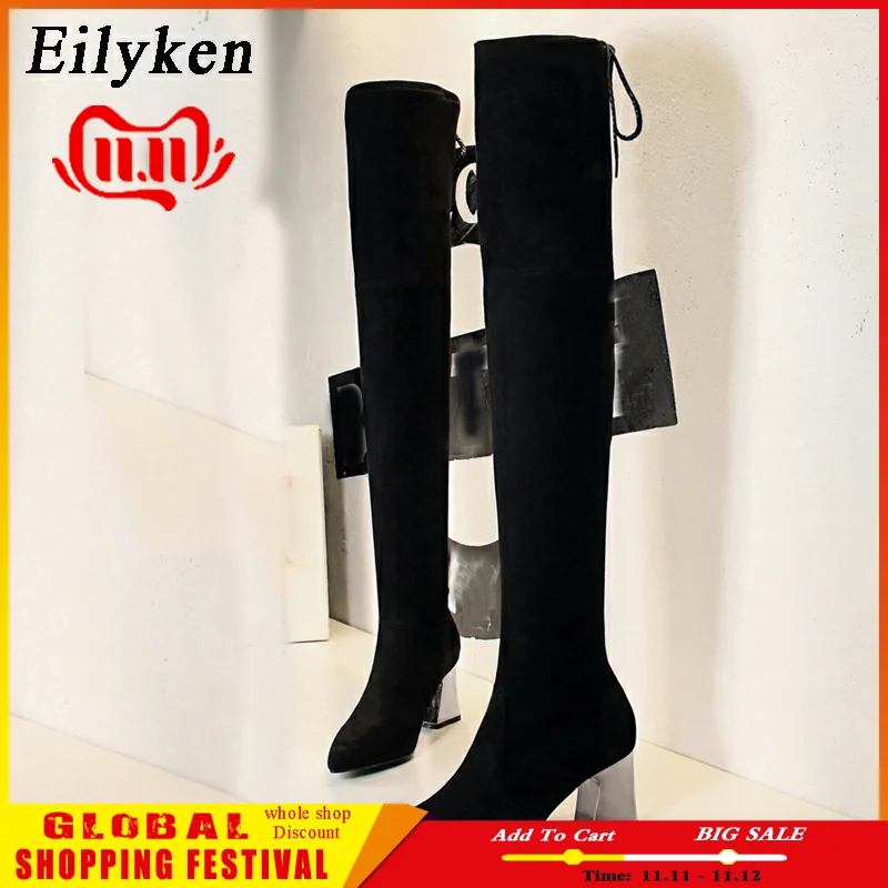 

EilyKen Plus Size 34-40 Winter Over The Knee Boots Sexy Thigh High Shoes Comfortable Woman Short Plush Pointed Toe Chelsea Boots