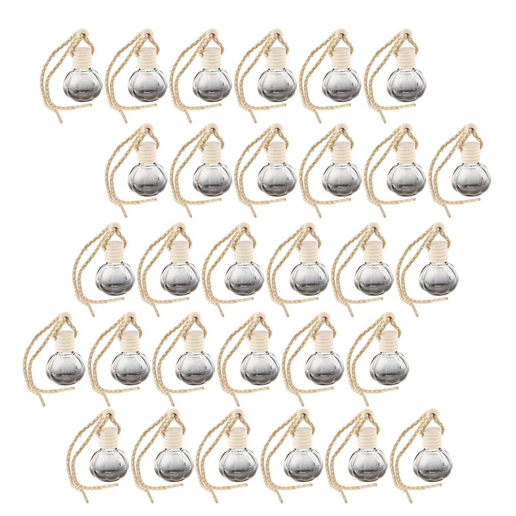 30Pcs Empty Glass Bottle Fragrance Car-styling Car Hanging Perfume Pendant Auto Decoration For Essential Oils Diffuser 10ml