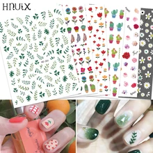HNUIX, новинка, 3d наклейки для ногтей, цветы, мотивы, лак для ногтей деколь декорации, дизайн ногтей, наклейки для ногтей