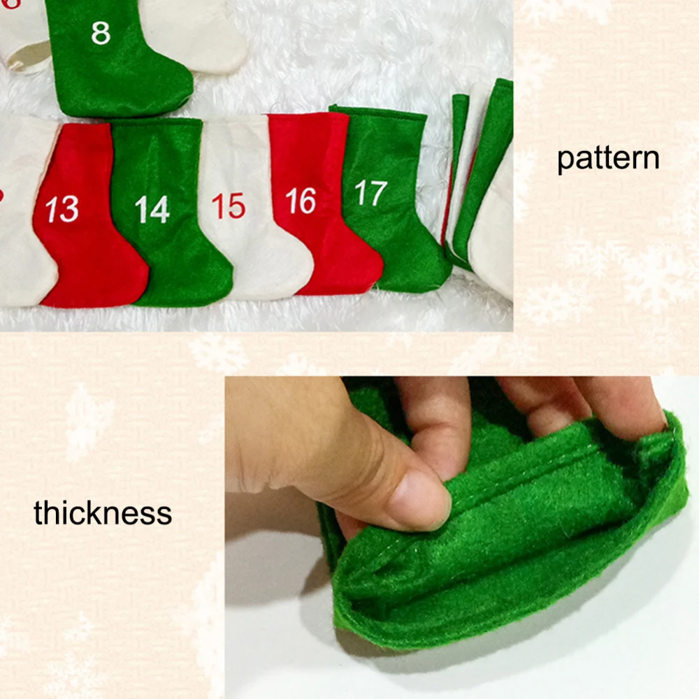 

24 Days Large Christmas Stockings Gifts Cloth Santa Elk Socks Xmas Lovely Gift Bag For Children Fireplace Tree Christmas Decor