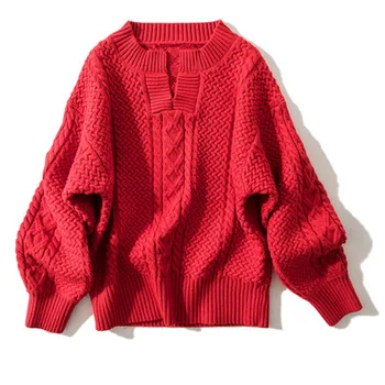 

Spring Autumn Winter European Style Gray Women Fashion Pullovers Knitted Cashmere Wool Sweater