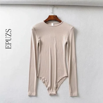 

Autumn long sleeve bodysuit women jumpsuit rompers 2019 autumn black elastic beach Sexy bodysuit bodycon jumpsuit lady overalls