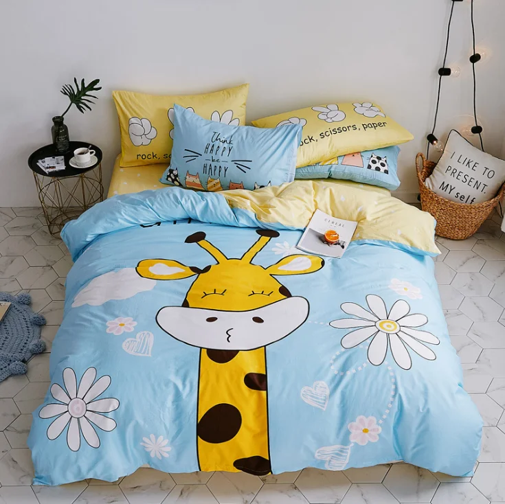 Комплект хлопковой кроватки из 3 предметов, постельное белье для принцессы с рисунком, комплект включает наволочку, простыню, пододеяльник без наполнителя
