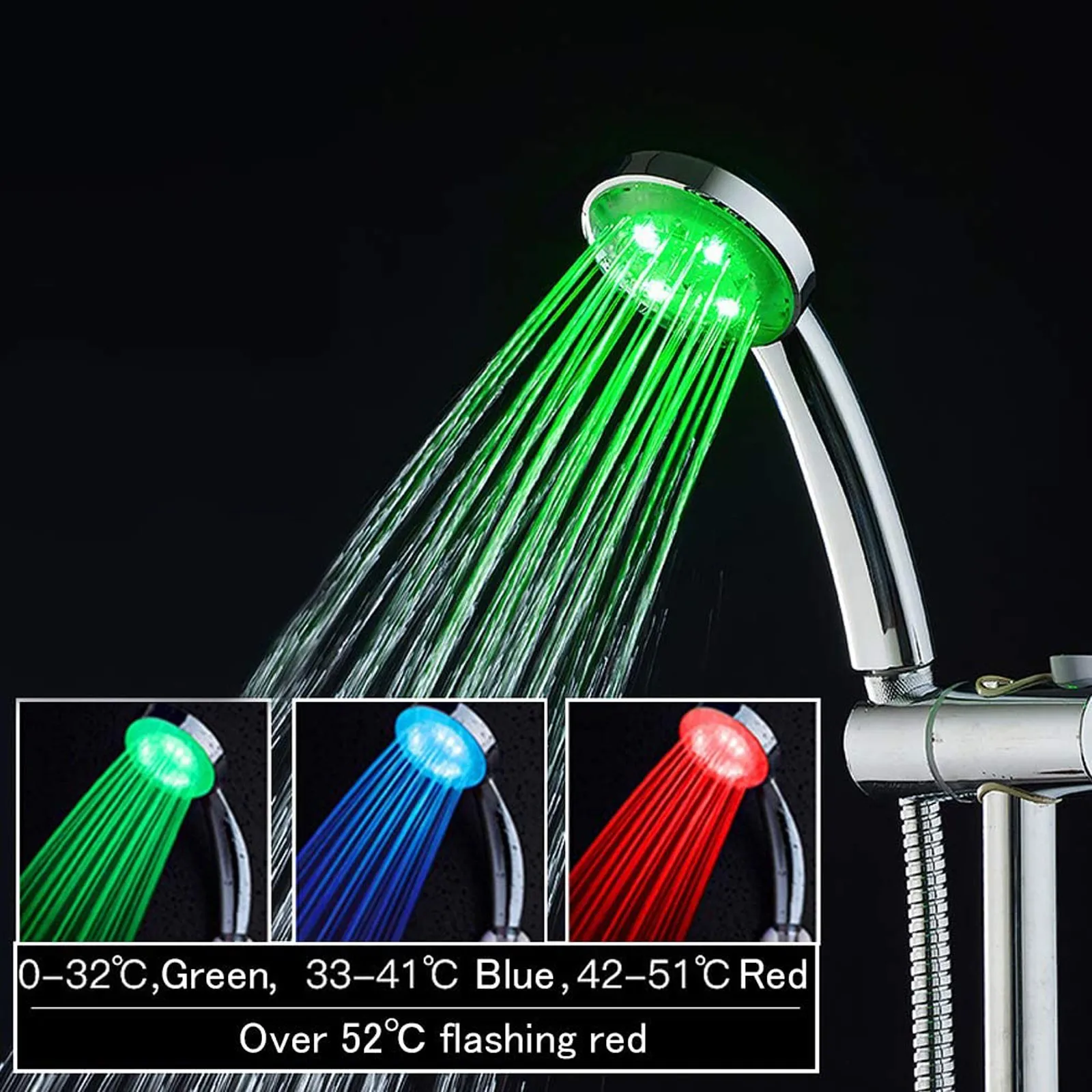 Changing LED Shower Head Zloog Hot 3/7 Color Temperature Control High Pressure Water Saving Hand Bathroom Anion Spa | Дом и сад