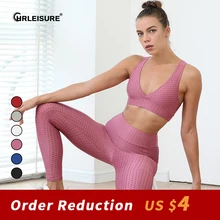 

CHRLEISURE 2 Pcs Workout Set Women Sports Top and Seamless Pants Quick-Drying Fitness Sets Tracksuits Breathable Leggings Suits
