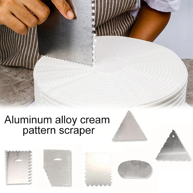 Aluminum 4sided Cake Scraper Decorative Comb Icing Smoothing Tool