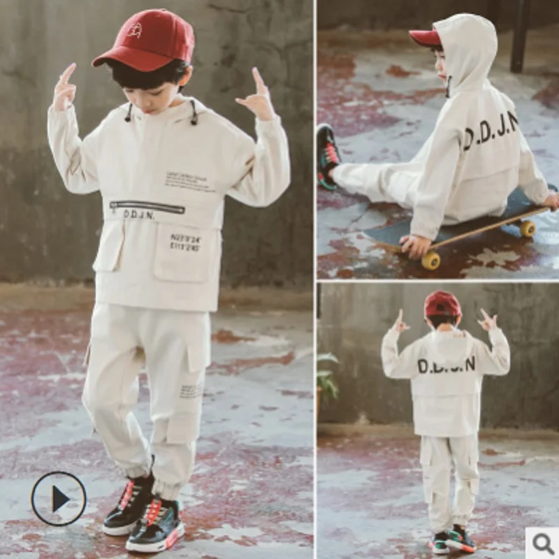 Комплект одежды карго для мальчиков, новинка года, весенне-Осенняя детская одежда детские спортивные комплекты с карманами 2 цвета с буквами, Size4-14, ly442