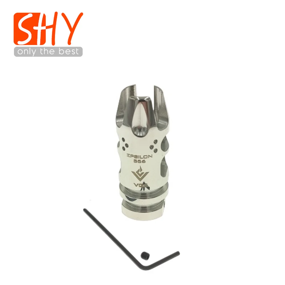 14MM CCW Thread Metal Stainless Steel EPSILON 556 VG6 Flash hider NO Function Muzzle Device for Toy Gel ball Blaster AEG Airsoft | Игрушки и
