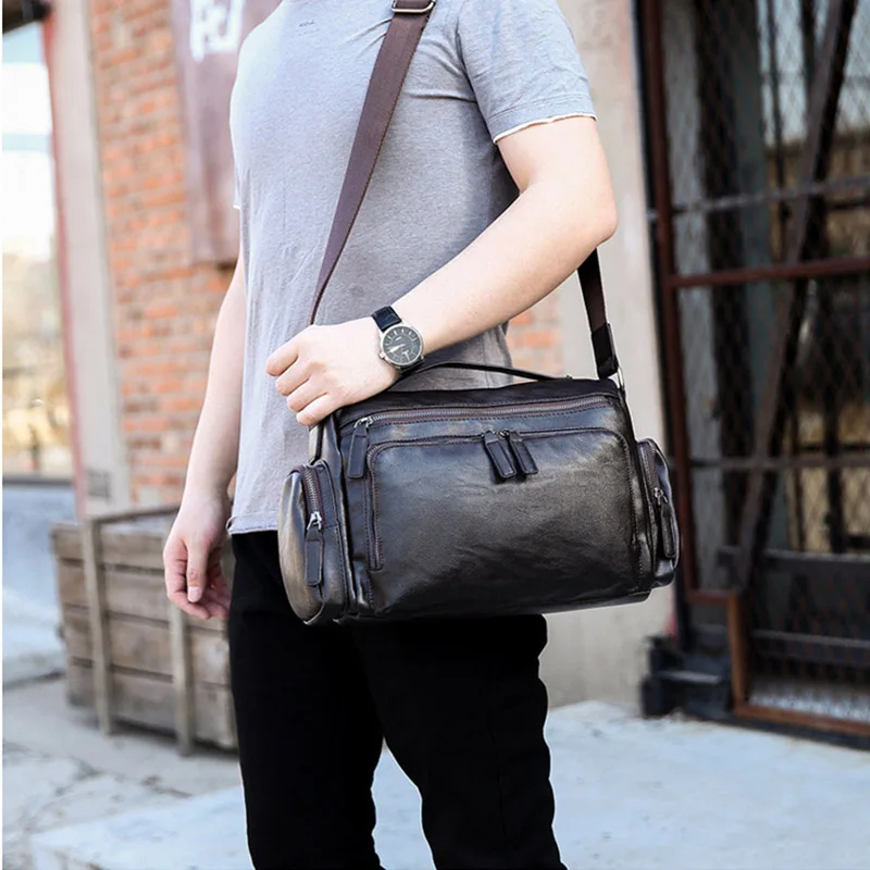 Роскошная брендовая мужская сумка-мессенджер, винтажная кожаная сумка через плечо, сумки через плечо, сумки