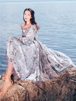 

Spring, summer, the iris butterfly net yarn broken beautiful dress fairy fairy temperament melting and French dress