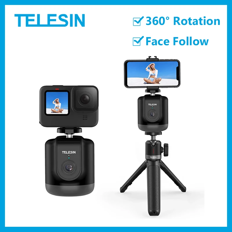 Gimbal Handgrip TELESIN Smart Shooting Gimbal 360&deg; Rotation Selfie Auto Face Tracking for GoPro Osmo Action Smartphone Camera Vlog
