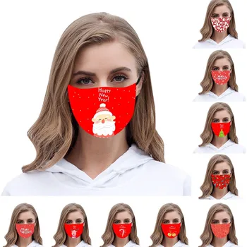 

DIY mask Adult Christmas Merry Christmas Printed Breathable Outdoor Mask face mask fashion designer маска для лица Red