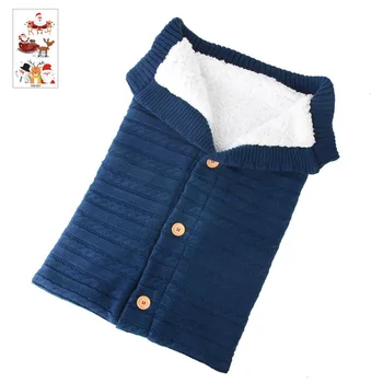 

Baby warm quilt plus water dispenser Christmas sticker newborn baby blanket knitted crochet winter warm sleeping bag S4
