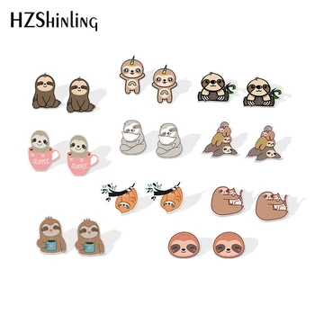 

2019 New Funny Sloth Acrylic Earrings Lazy Animal Shrinky Dinks Earrings Epoxy Stud Earring Gifts Children
