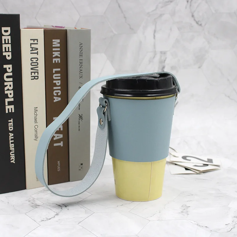 1PC Portable Coffee Cup Cover PU Leather Hand-held Glass Cup Holder Travel  Cup Outer Packaging Leather Case Decor - AliExpress