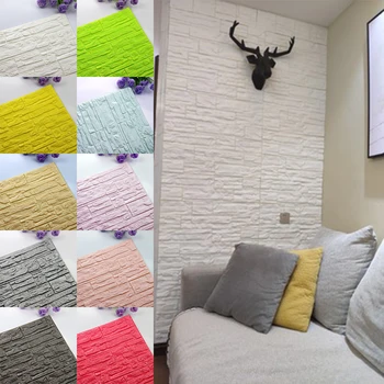 

DIY Self Adhensive 3D Brick Wall Stickers Living Room Decor Foam Waterproof Wall Covering Wallpaper For TV Background Kids Room