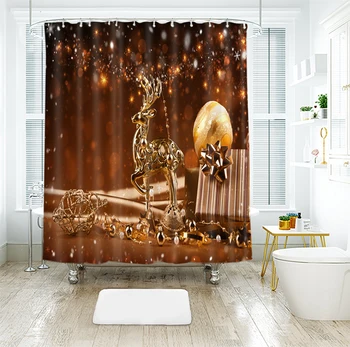 

Santa Snowman Christma Shower Curtain Waterproof Mildew Resistan Polyester Shower Curtain Curtains for Bathroom Shower Drop Ship
