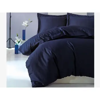 

Cotton Box Navy Blue Cotton Satin Duvet cover set Double Personality