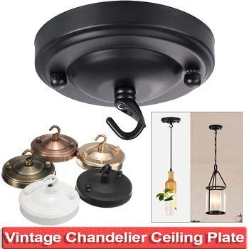 

Vintage Iron Ceiling Plate Holder Hook Pendant Lamp Roof Sucking Retro DIY chandelier Accessories D40