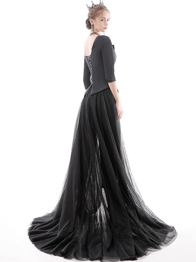 Новое Съемное платье для выпускного вечера с О-образным вырезом на плече, винтажное длинное платье на выпускной E36